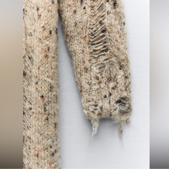 Zara Cable Knit Torn Coat Cardigan - Picture 16 of 16